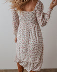 Delaney Ruffled Hem Square Neck Midi Dress