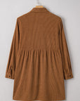 Plus Size Corduroy Button-Up Collared Shirt Dress