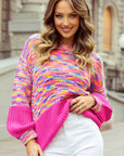 Rainbow Confetti Patchwork Drop Shoulder Sweater
