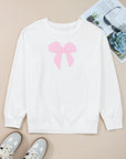 Plus Size Bow Drop Shoulder Sweatshirt