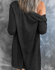 Solid Open-Front Buttoned Cardigan