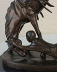 Signed Cowboy Horse Western Bronze Sculpture Statue Marble Base Figure Decor