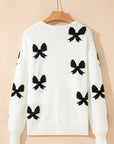 Bow Lace-up Sweater Cardigan