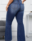 Aila Dark Blue Plus Size Stitching Flare Jeans