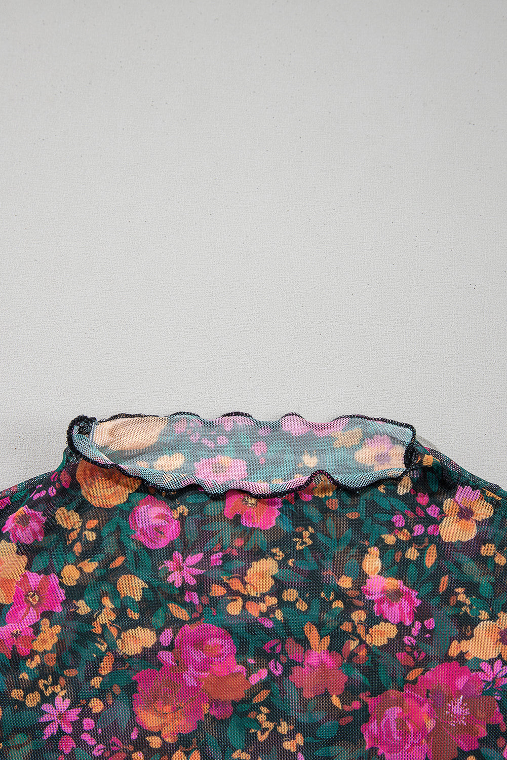 Floral Mesh Short Sleeve Top