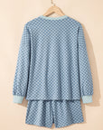 Checker Long Sleeve Pullover and Shorts Set