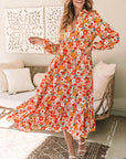 Barbara Floral Collared Long Sleeve Ruffled Dress