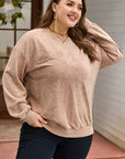 Plus Size SAVE BY GRACE Embroidered Mineral Wash Sweatshirt
