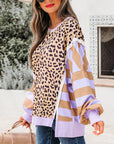 Olivia Stripe Leopard Casual Sweatshirt