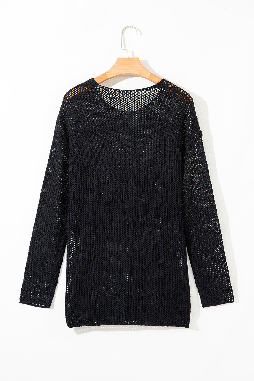 Solid Crochet Hollow-Out Sweater