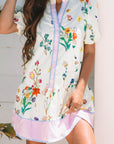 Floral Stripe Patchwork Short Sleeve Dress