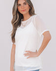 Miranda Sheer Mesh Short Sleeve Top