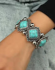 Western Silver Chunky Rodeo Fashion Bracelets - Turquoise