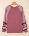 Stripe Patchwork Raglan Long Sleeve Top