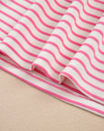 Stripe Collared V-Neck Pullover and Skort Set