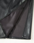 Solid Faux Leather Side Slit Maxi Skirt
