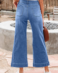 Denim High Rise Cropped Wide Leg Jeans