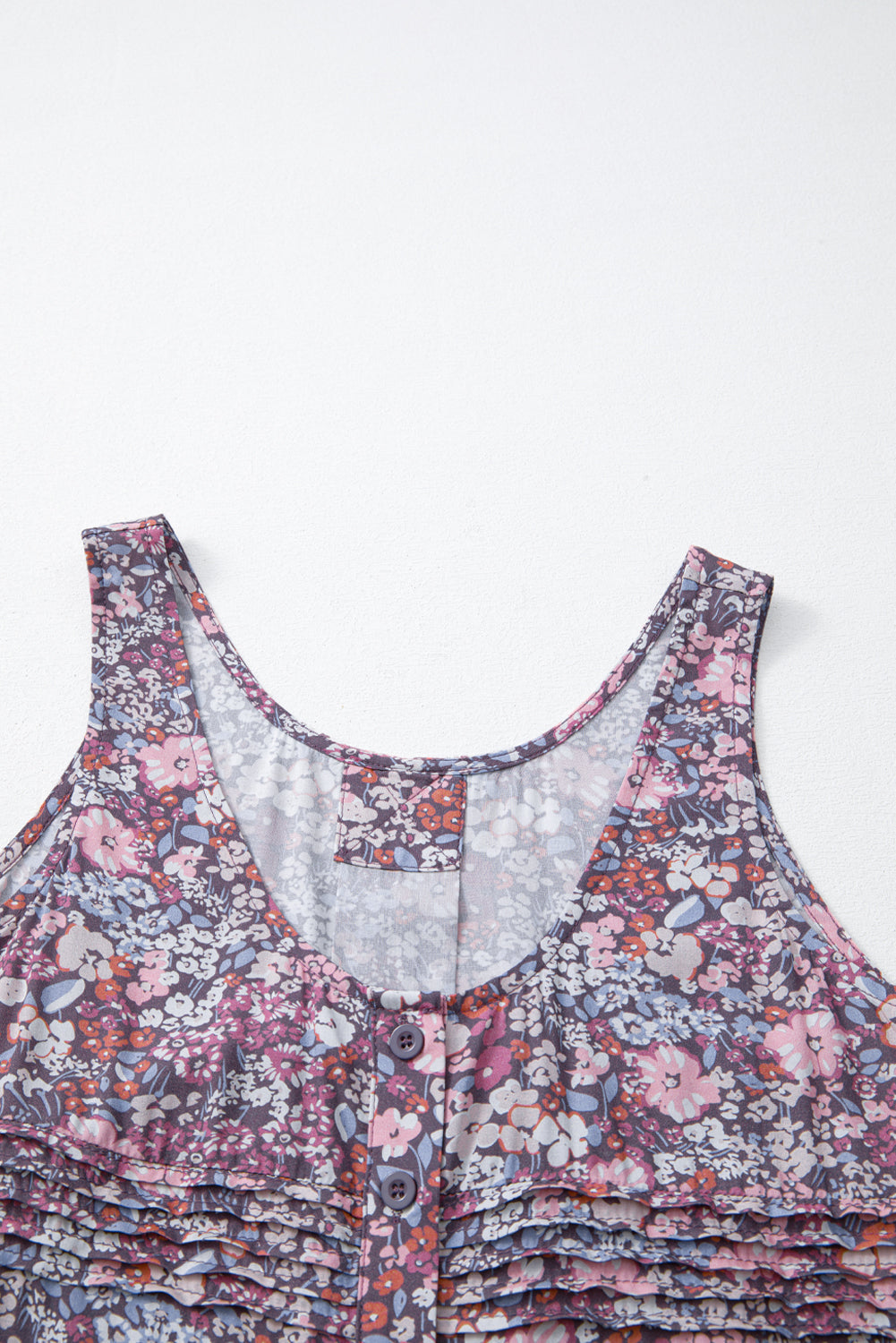 Floral Pleated Button Up Tank Top