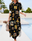 Vintage Cowgirl Collage Western Button-Up Long Sleeve Shirt Dress Duster