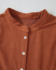 Solid Corduroy 3/4 Sleeve Snap Button Dress