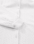 Solid Cable Knit Textured Puff Sleeve Shacket