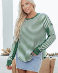 Stripe Thermal Knit Drop Shoulder Top