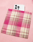 Plus Size Plaid Patchwork Waffle Patch Pocket Shirt
