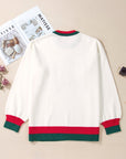 Plus Size Christmas Holly Jolly Colorblock Edge Sweater