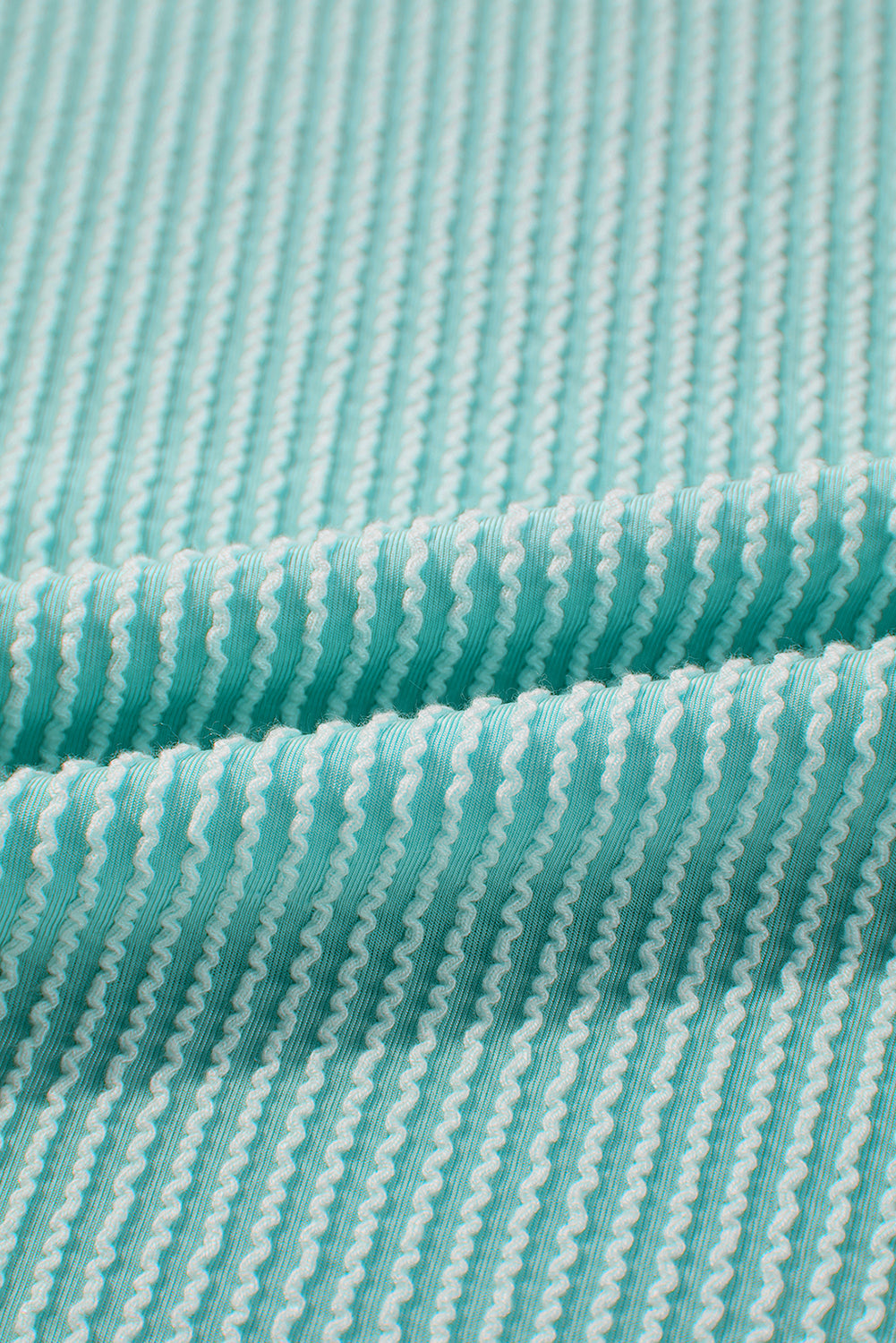 Corded Knit Roll-Up Sleeve Collared Henley Top