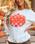Halloween Pumpkin Terry Patched Pullover Sweatshirt