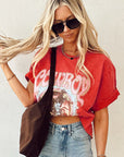 Tomato Red COWBOY Vintage Graphic Loose Tee