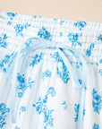 Savannah Floral Striped Pocket Shirt and Shorts Set
