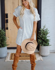 Stripe Ruffle Sleeve Crewneck T-Shirt Mini Dress