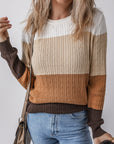 Madison Colorblock Cable Knit Sweater