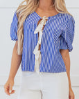 Dream Stripe Tied Front Blouse
