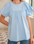 Scallop Embroidered Short Sleeve Top