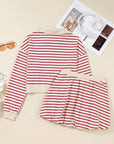 Stripe Cropped Pullover and Bubble Mini Skirt Set