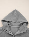 Waffle Zip Up Snap Button Hooded Jacket