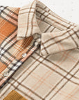 Plaid Colorblock Patchwork Chest Pocket Shirt Jacket