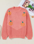 Pumpkin Embroidered Thanksgiving Holiday Sweater
