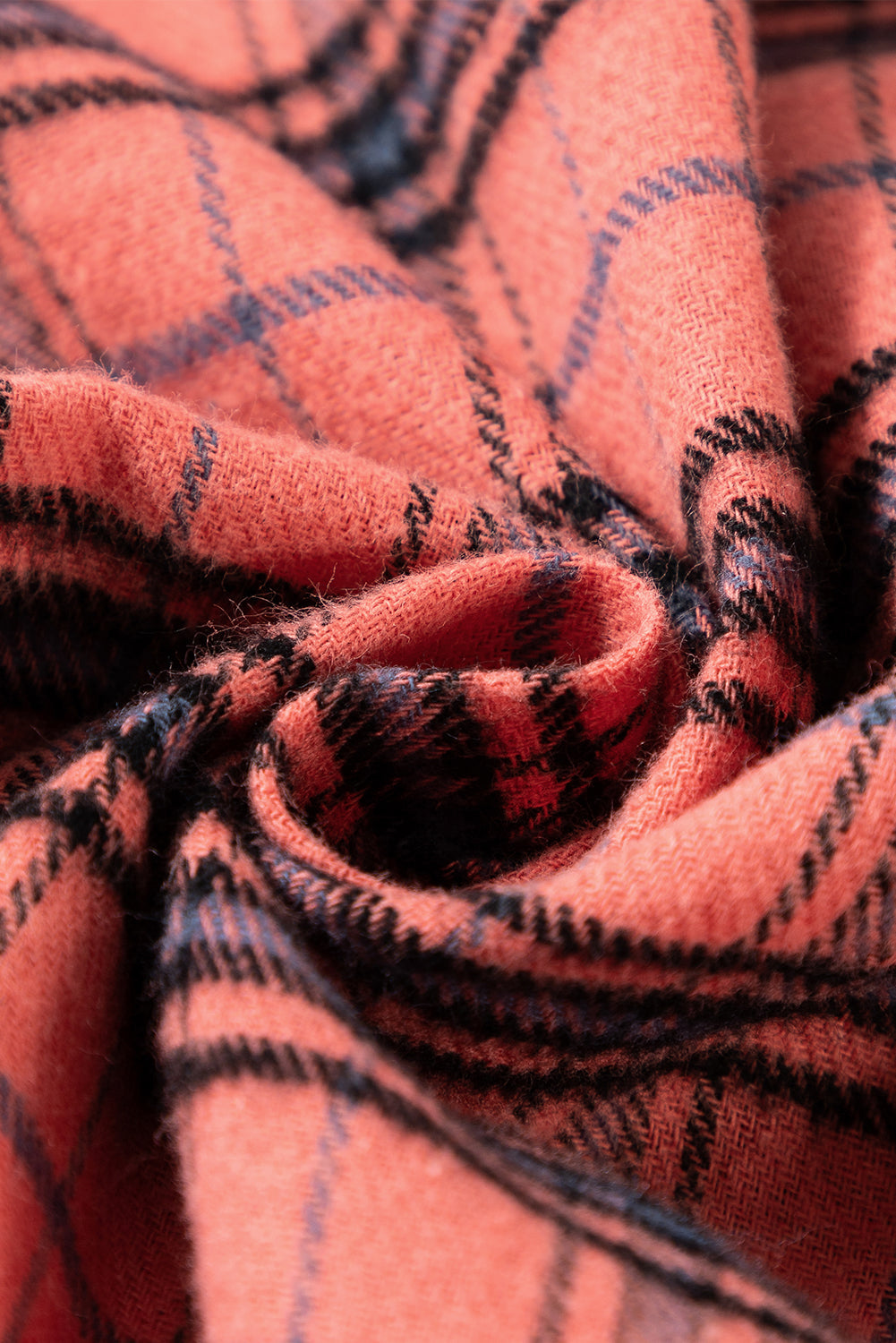 Plaid Button-Up Distressed Hem Long Sleeve Shirt