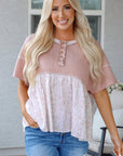 Legacy Waffle Floral Exposed Seam Top