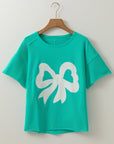 Lace Bow Raw Edge T-Shirt
