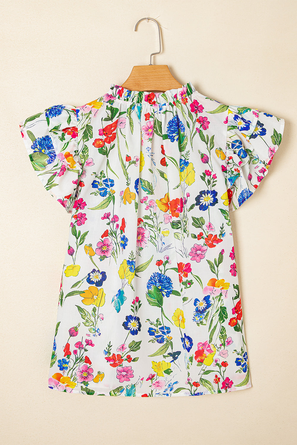 Floral Ruffle Tiered Sleeve Blouse