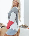Colorblock Textured Knit Patchwork Top