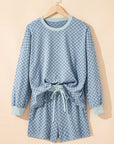 Checker Long Sleeve Pullover and Shorts Set