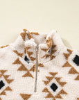 Western Aztec Sherpa Quarter-Zip Collared Sweatshirt