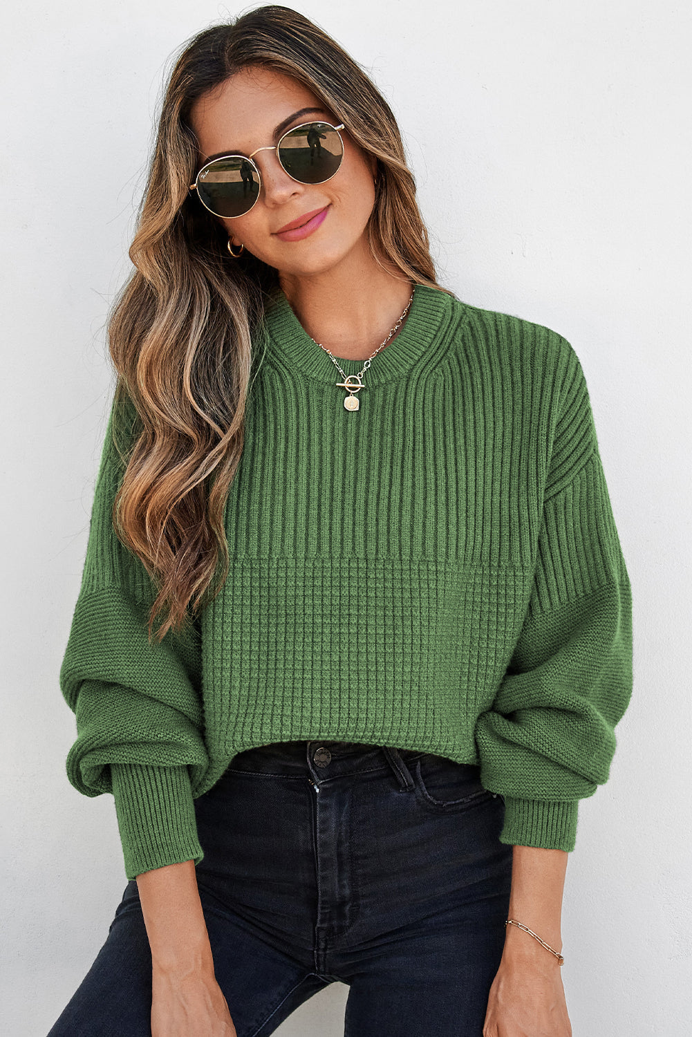 Julietta Mixed Textured Knitted Sweater