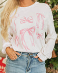 Bow Long Sleeve Crewneck Top