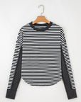 Stripe Thermal Knit Drop Shoulder Top